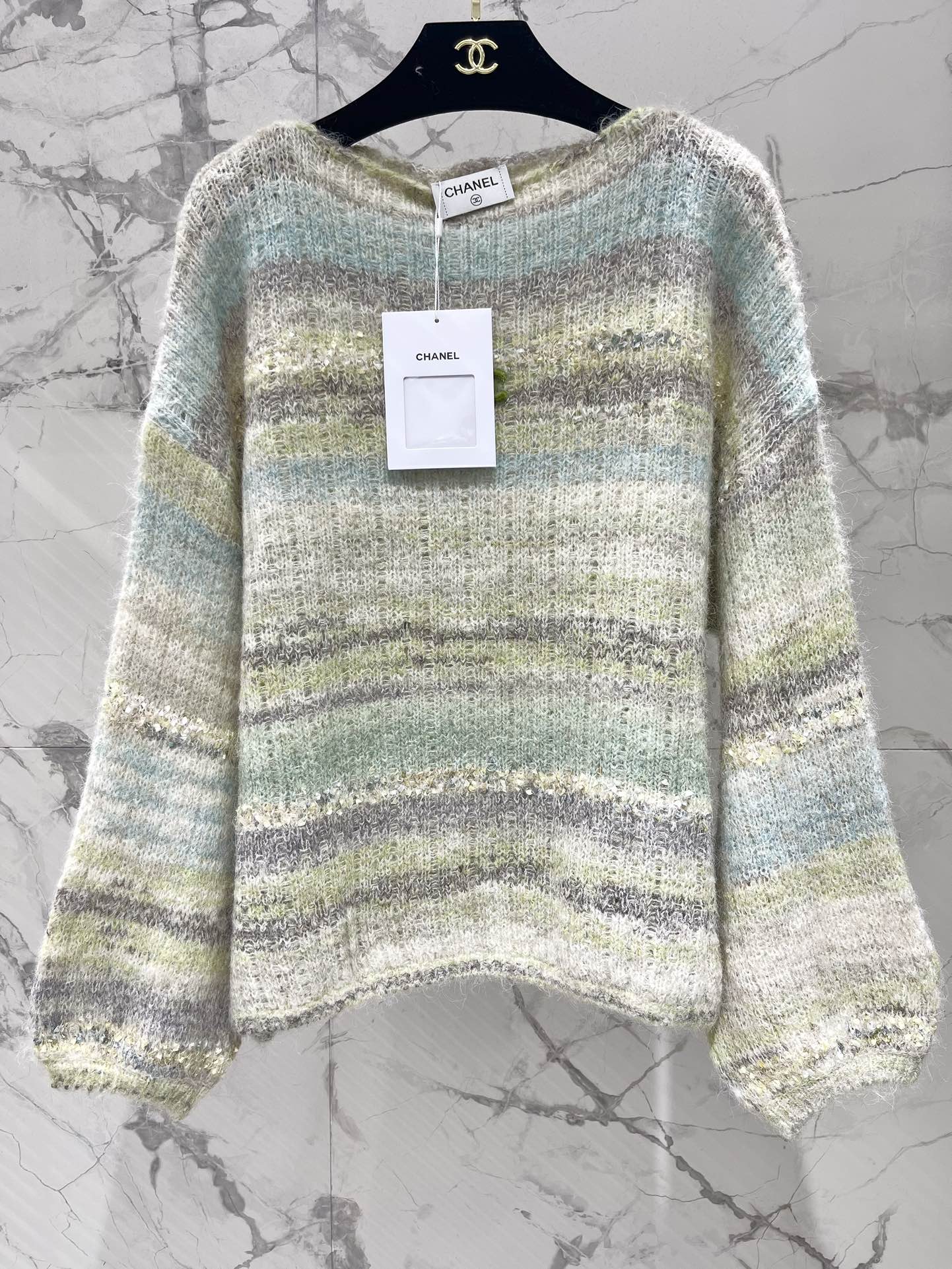25 Gradient-panel mohair loose sweater