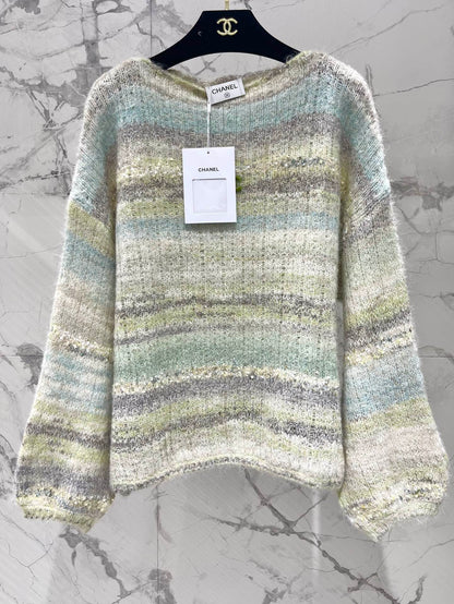 25 Gradient-panel mohair loose sweater