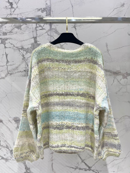 25 Gradient-panel mohair loose sweater