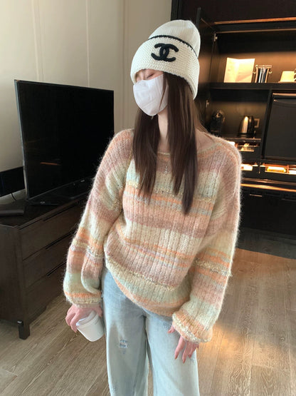 25 Gradient-panel mohair loose sweater