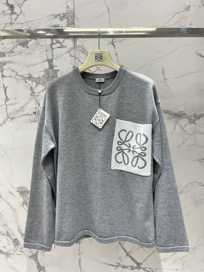 25 New Loose Cotton Blend Puzzle Pocket Knit wool Sweater