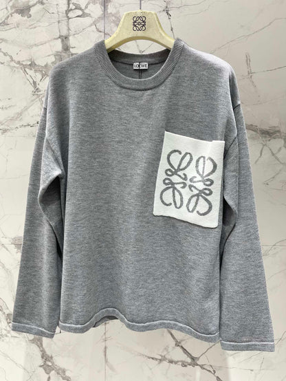 25 New Loose Cotton Blend Puzzle Pocket Knit wool Sweater