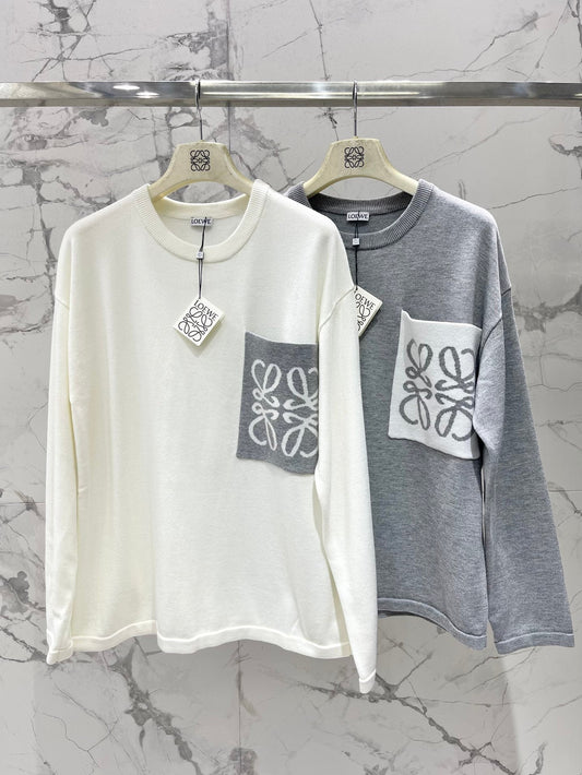 25 New Loose Cotton Blend Puzzle Pocket Knit wool Sweater