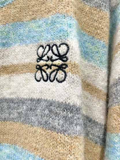 25 New embroidered logo striped knitted cardigan