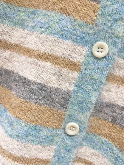 25 New embroidered logo striped knitted cardigan