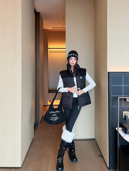 25 New environmentally friendly lambswool down jacket vest(White/Black)