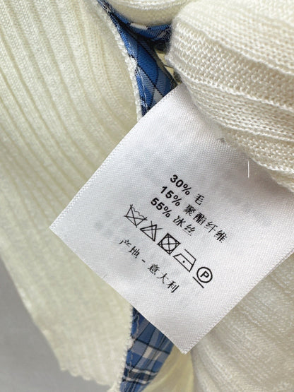 25 New plaid stitching fake two-piece sweater(WHITE/BLACK)