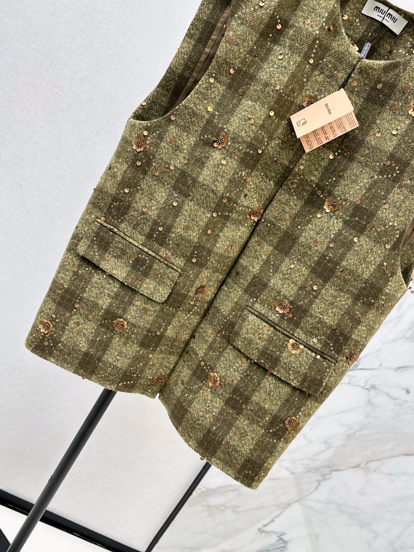 25 Plaid Series Beaded Sequin Vest Jacket