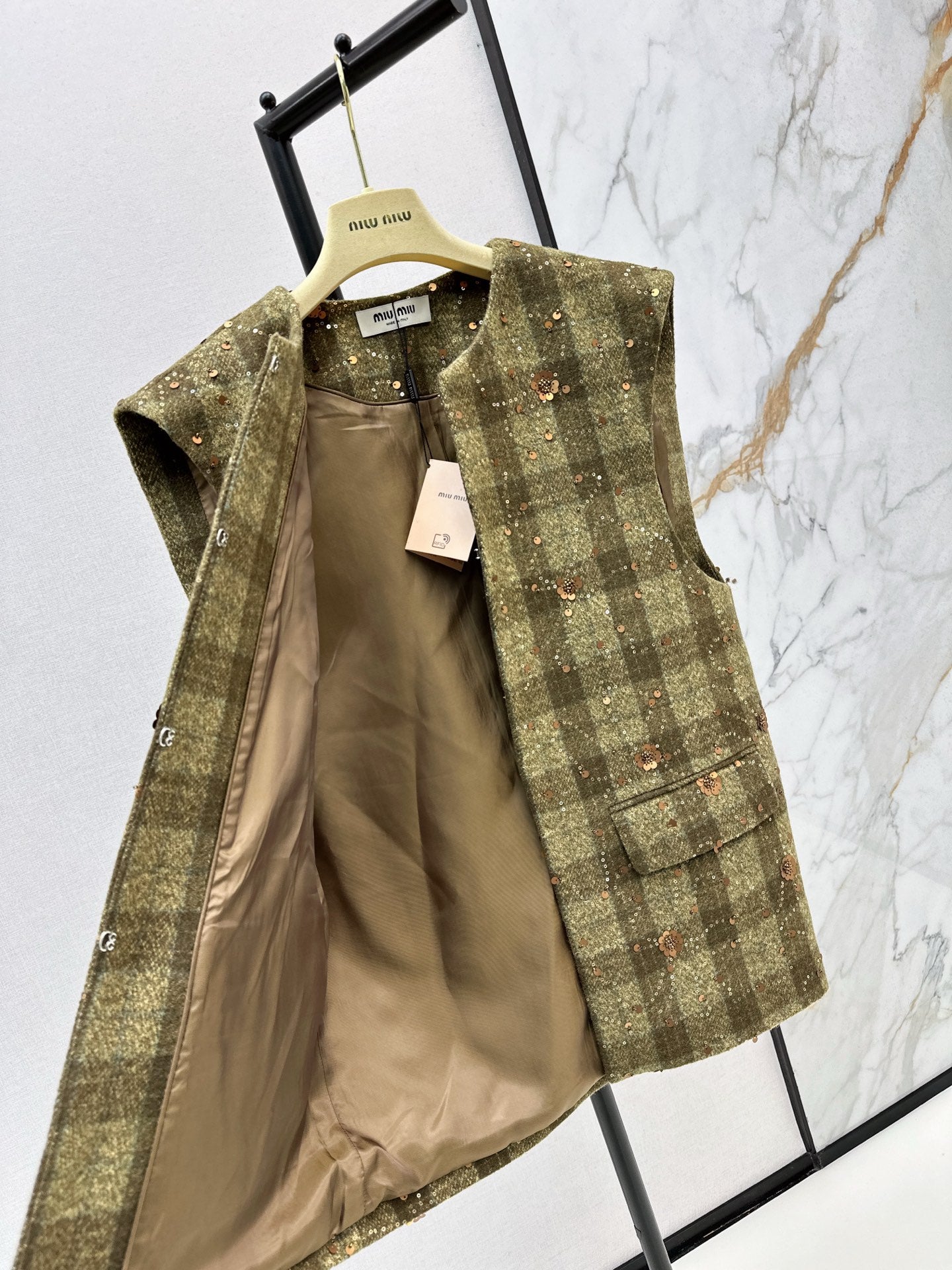 25 Plaid Series Beaded Sequin Vest Jacket