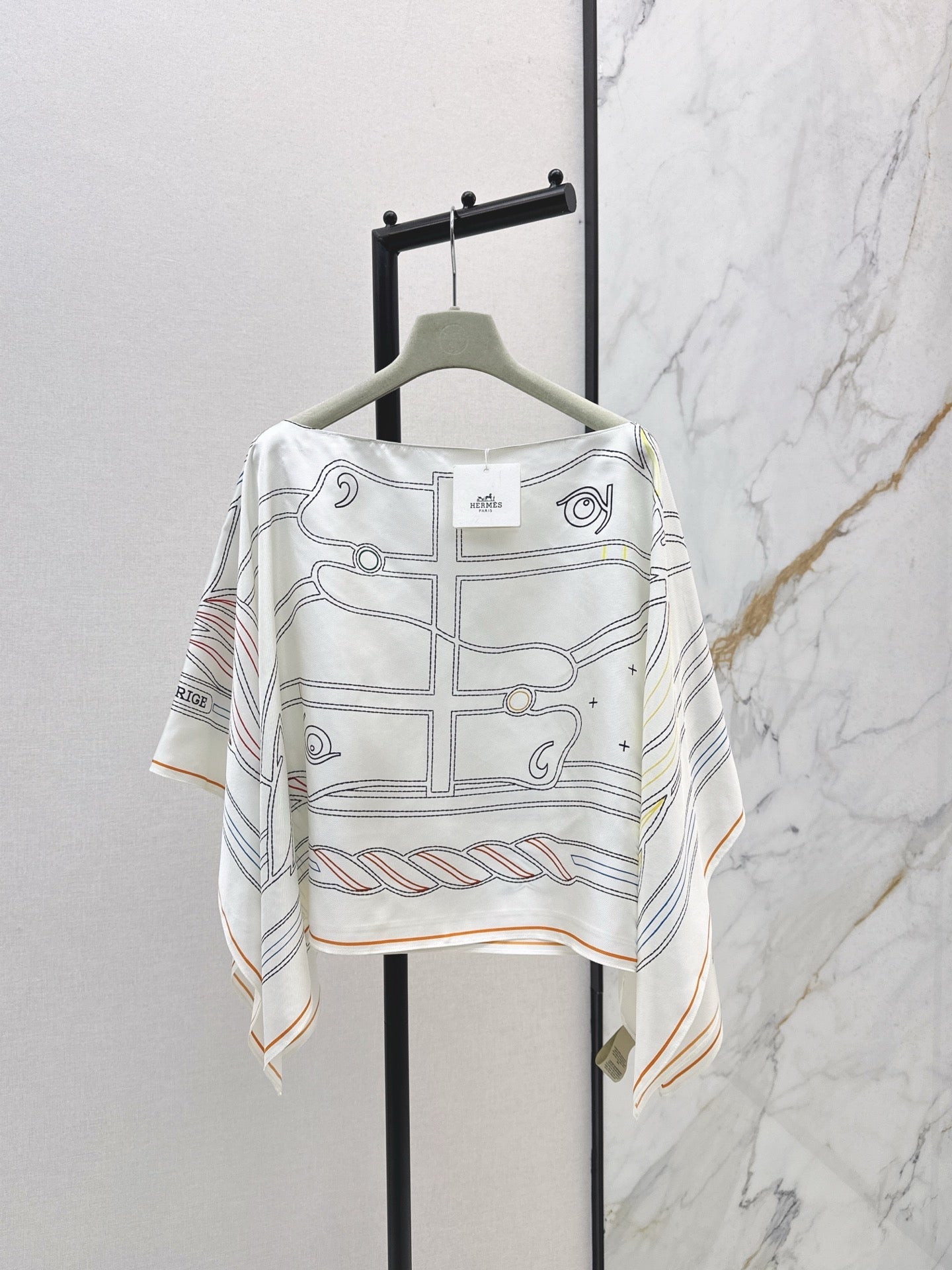 25fw new holiday floral silk cape shawl