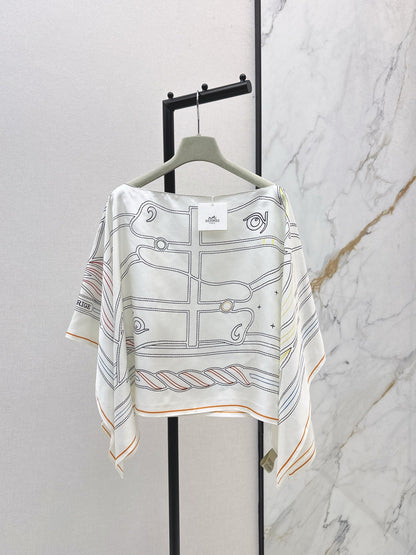 25fw new holiday floral silk cape shawl