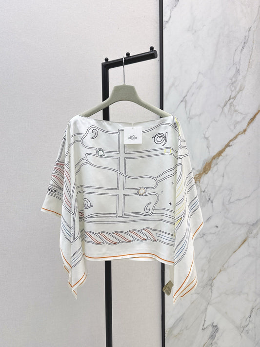 25fw new holiday floral silk cape shawl