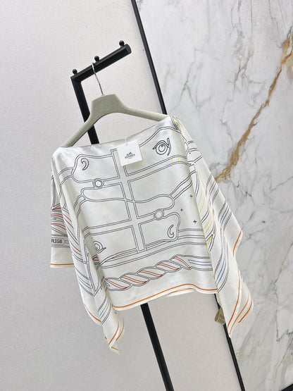 25fw new holiday floral silk cape shawl