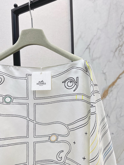 25fw new holiday floral silk cape shawl