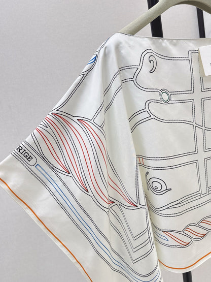 25fw new holiday floral silk cape shawl