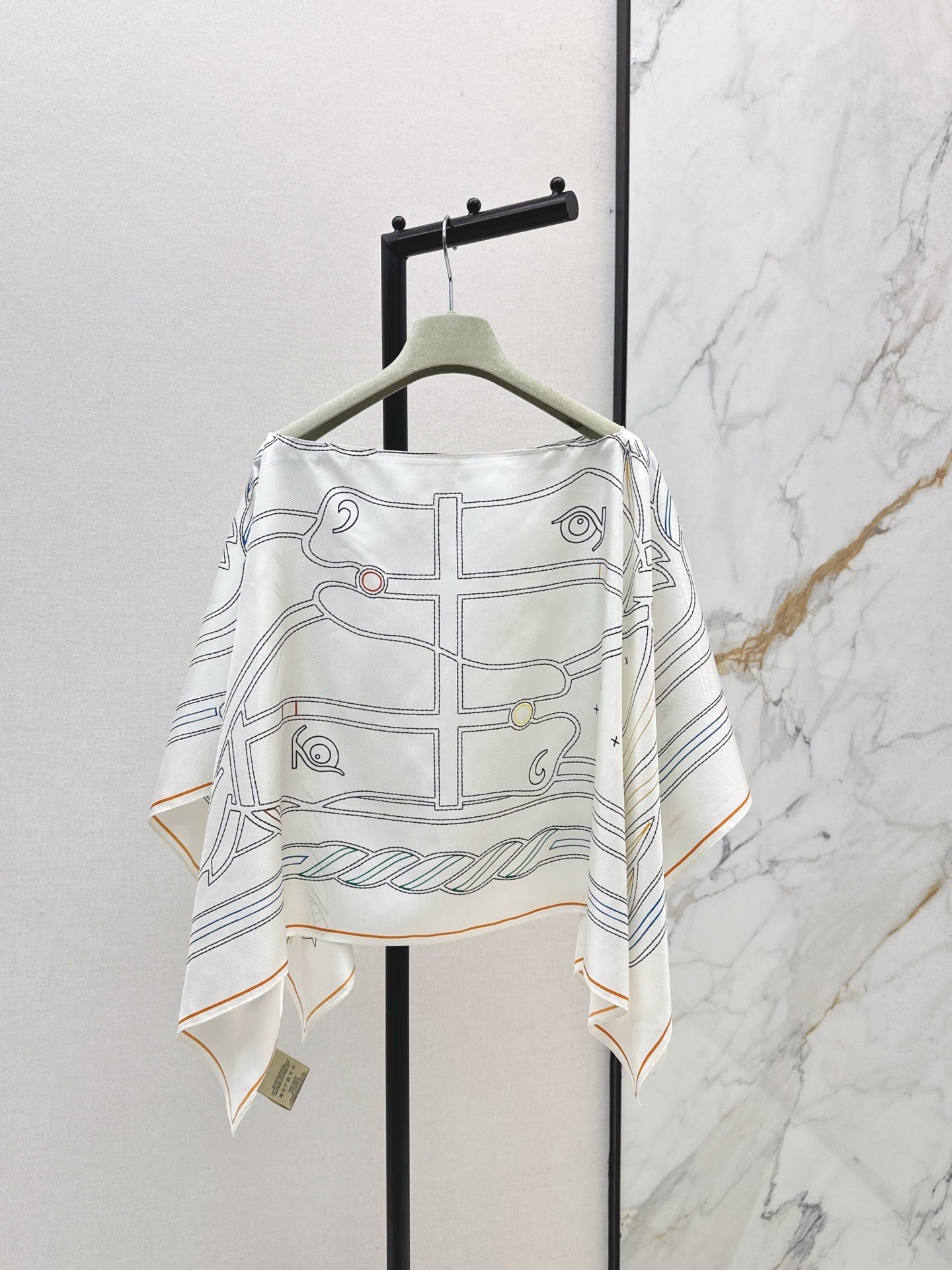 25fw new holiday floral silk cape shawl