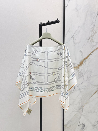 25fw new holiday floral silk cape shawl