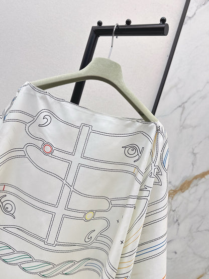 25fw new holiday floral silk cape shawl