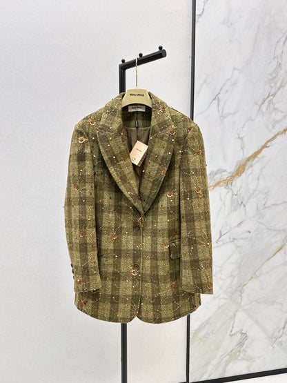 25 Plaid Series Beaded Sequined Blazer