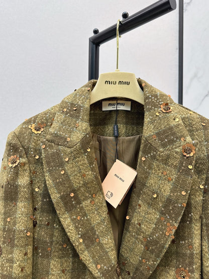 25 Plaid Series Beaded Sequined Blazer