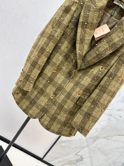 25 Plaid Series Beaded Sequined Blazer