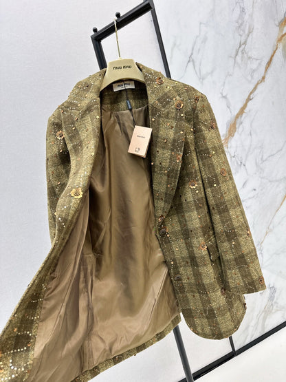 25 Plaid Series Beaded Sequined Blazer