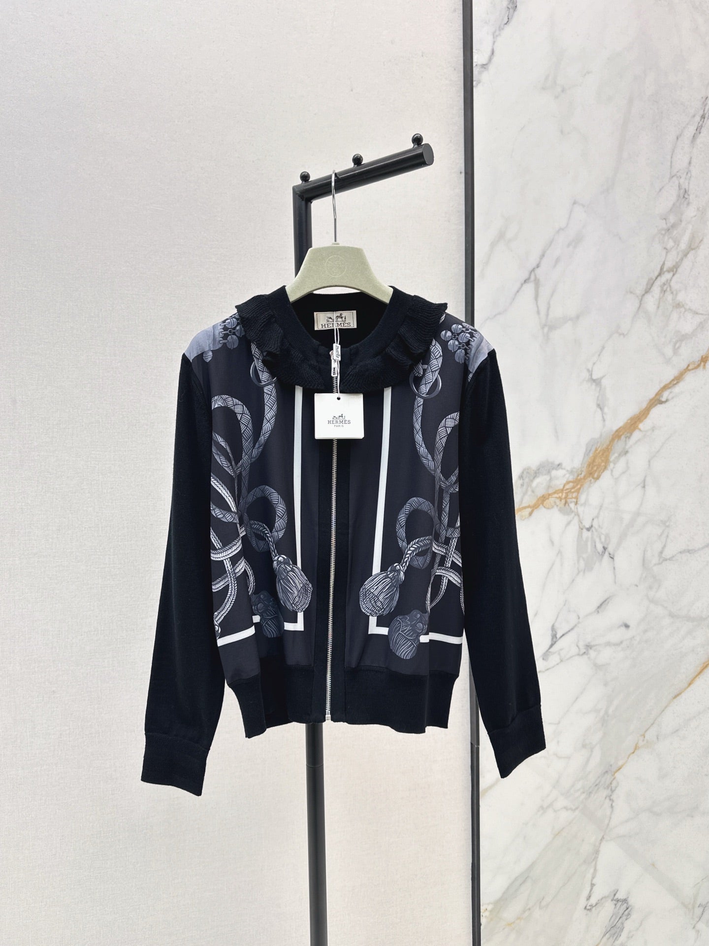 25fw new rope print wool knitted cardigan