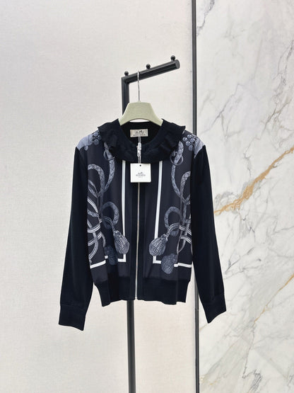 25fw new rope print wool knitted cardigan