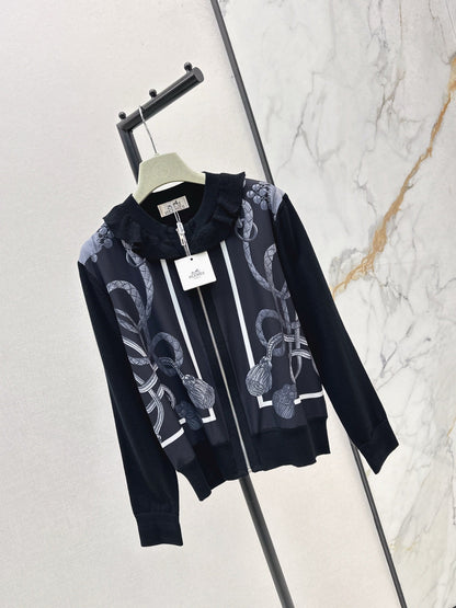 25fw new rope print wool knitted cardigan