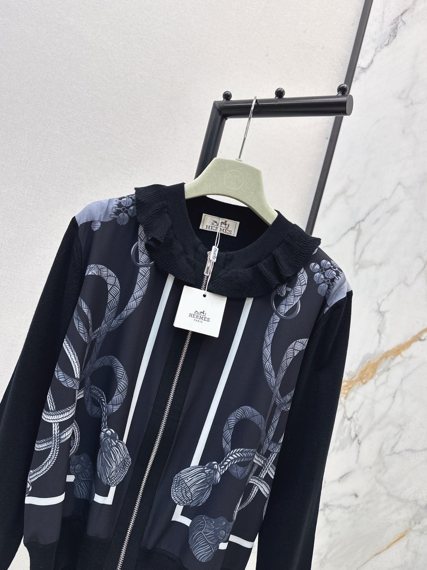 25fw new rope print wool knitted cardigan