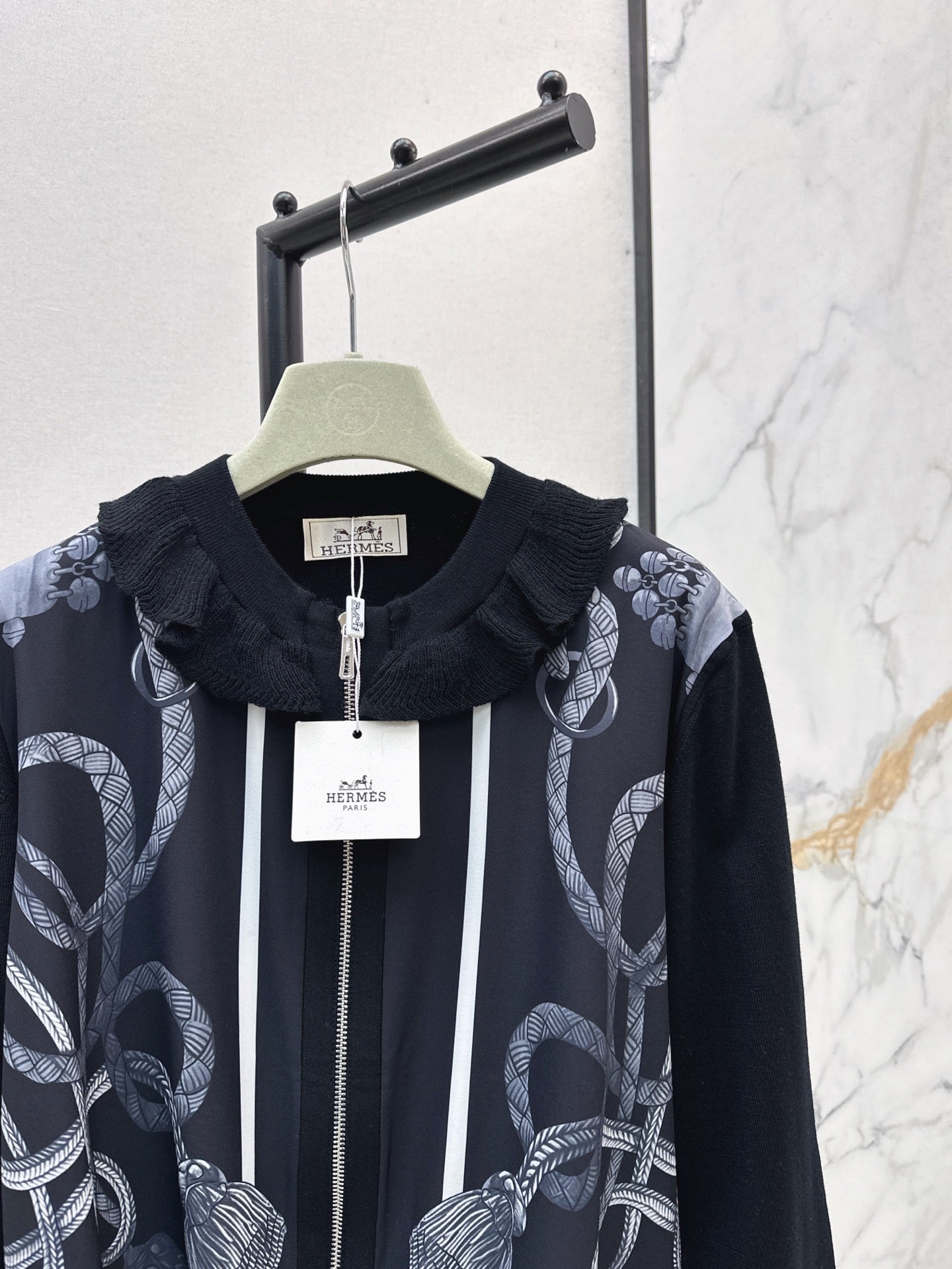 25fw new rope print wool knitted cardigan