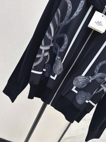 25fw new rope print wool knitted cardigan