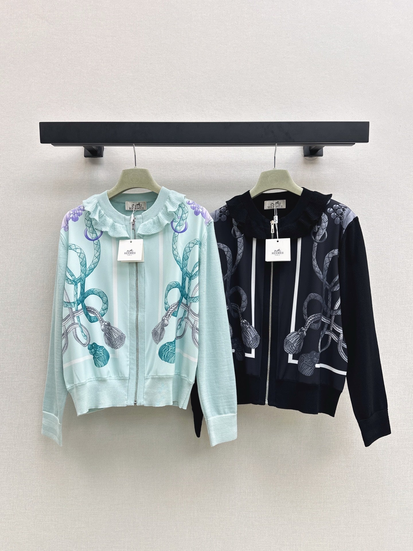 25fw new rope print wool knitted cardigan