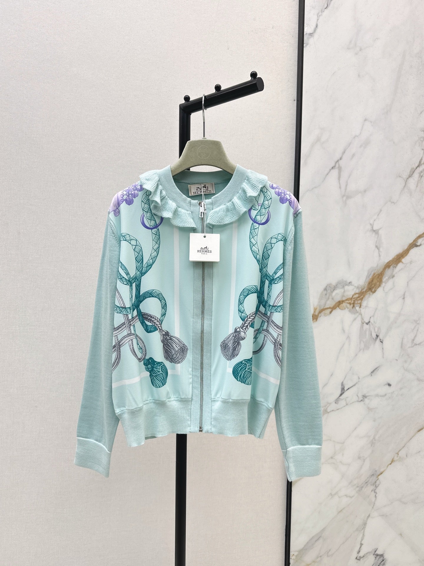 25fw new rope print wool knitted cardigan