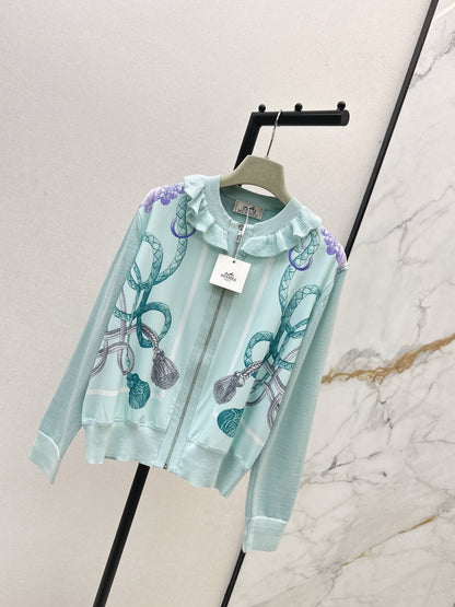 25fw new rope print wool knitted cardigan