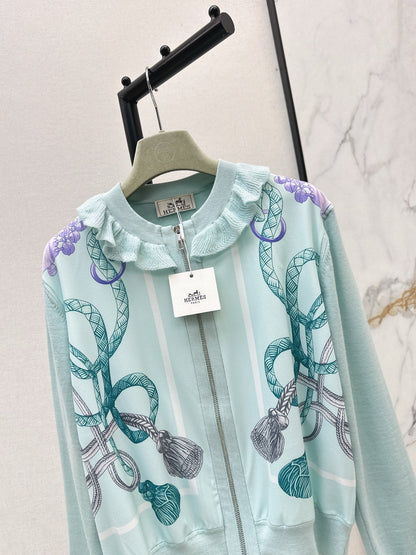 25fw new rope print wool knitted cardigan