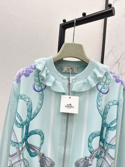 25fw new rope print wool knitted cardigan