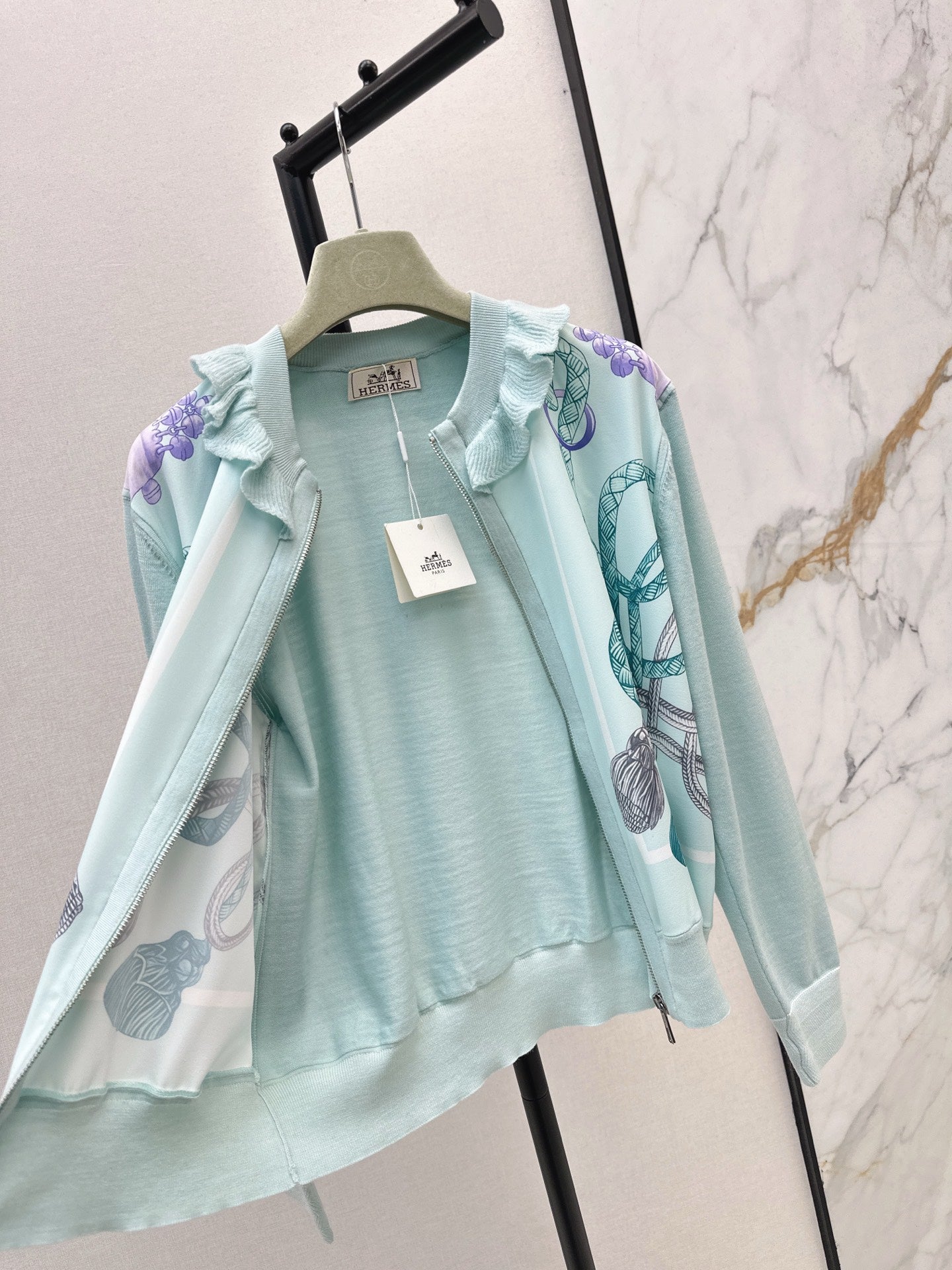 25fw new rope print wool knitted cardigan