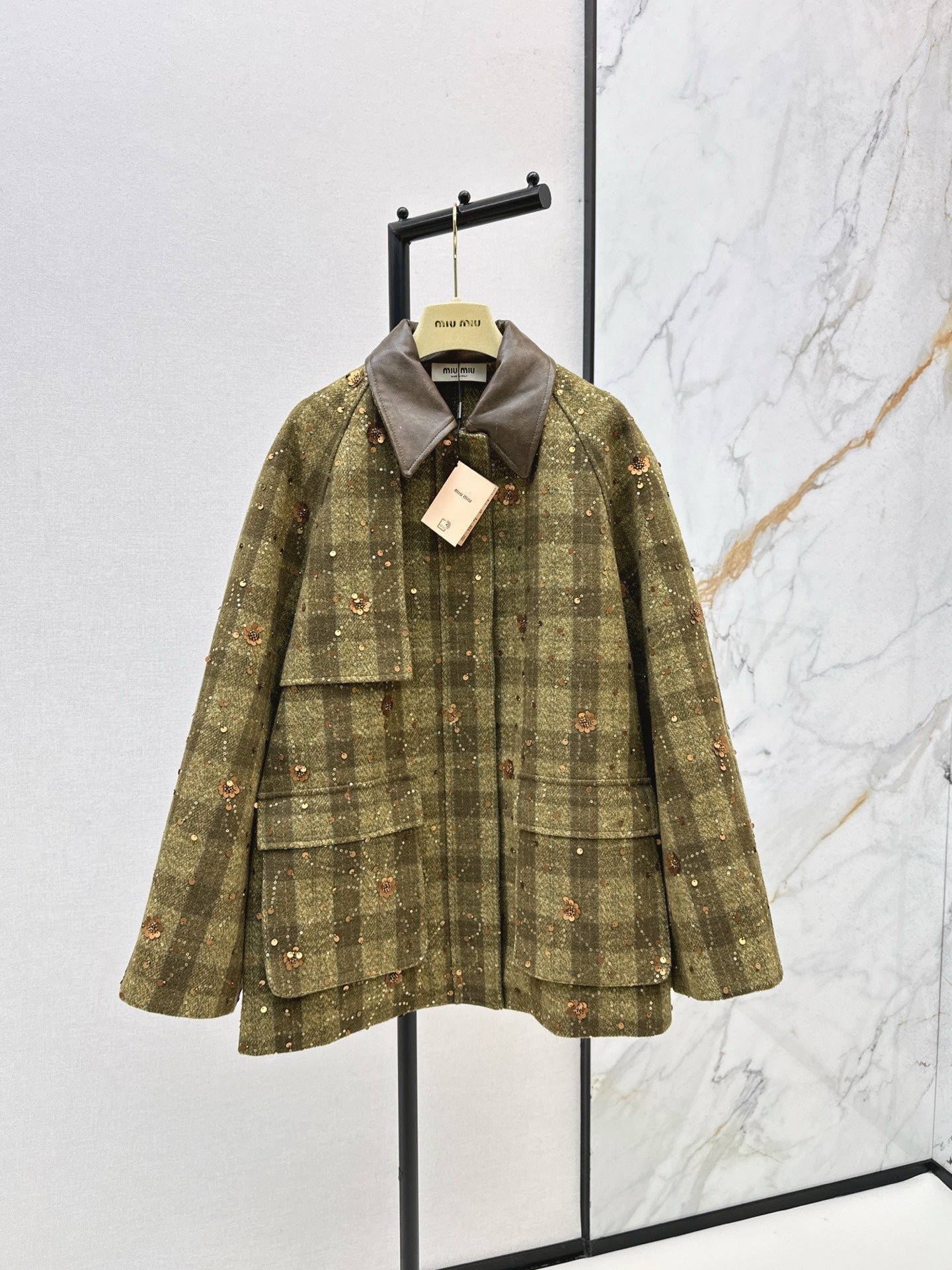 25 Plaid Series Beaded Sequin Fanl Jacket