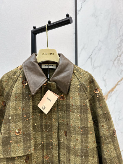 25 Plaid Series Beaded Sequin Fanl Jacket