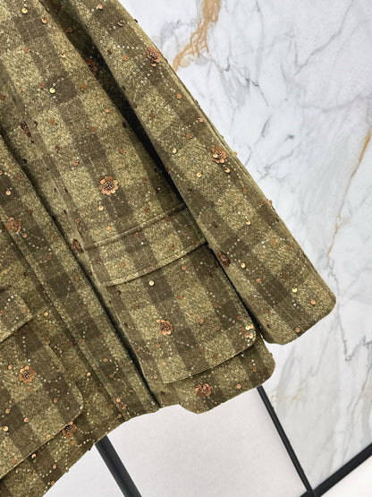 25 Plaid Series Beaded Sequin Fanl Jacket