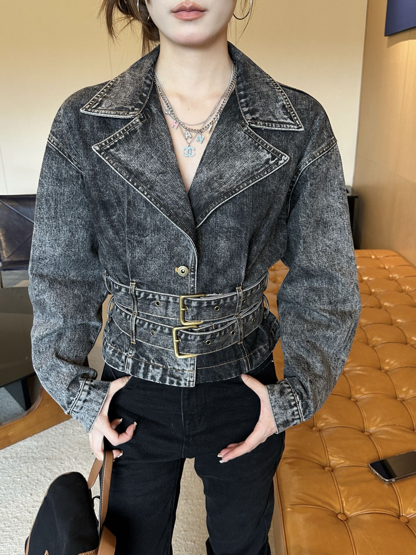 25fw new belt denim jacket
