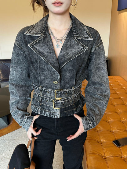 25fw new belt denim jacket