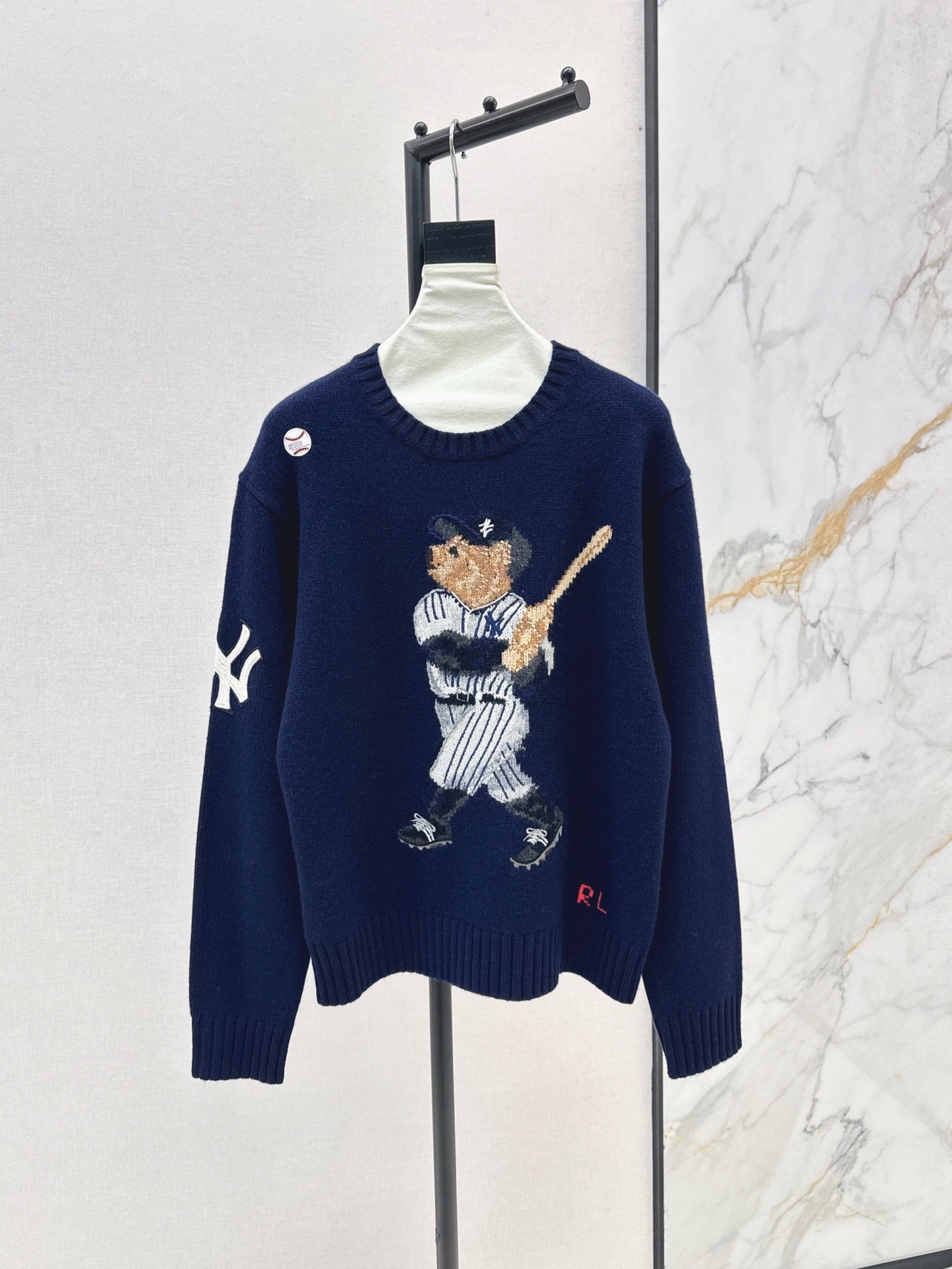 25fw new baseball bear pullover sweater
