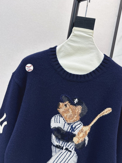 25fw new baseball bear pullover sweater