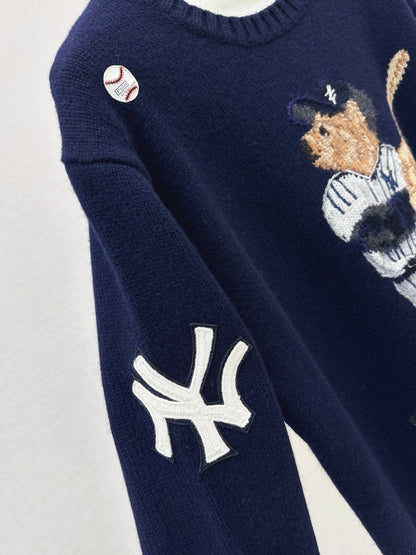 25fw new baseball bear pullover sweater