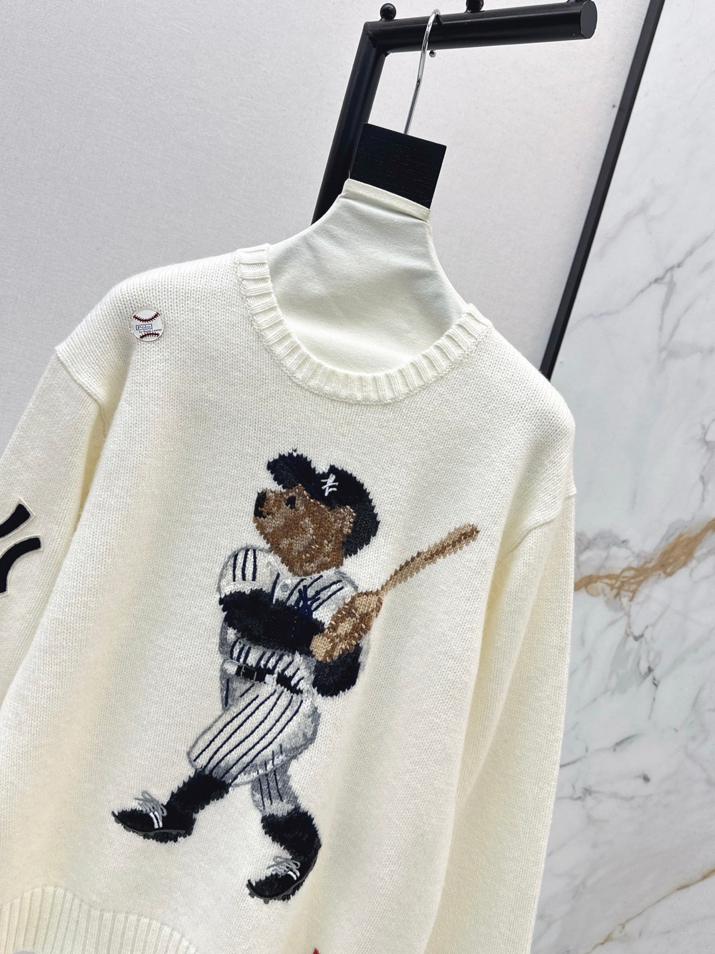 25fw new baseball bear pullover sweater