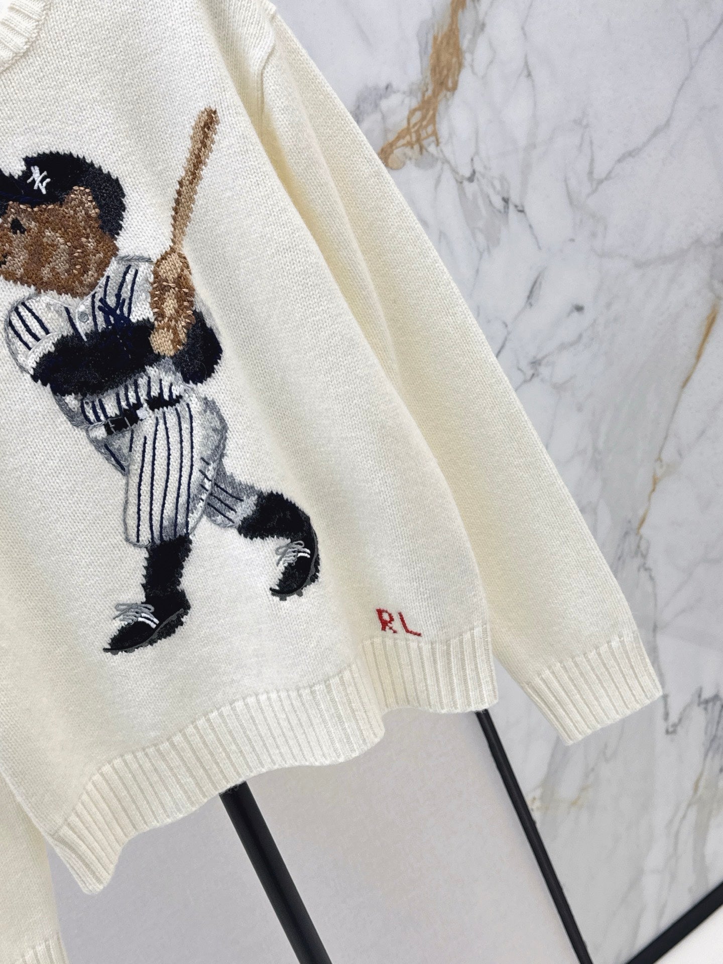 25fw new baseball bear pullover sweater