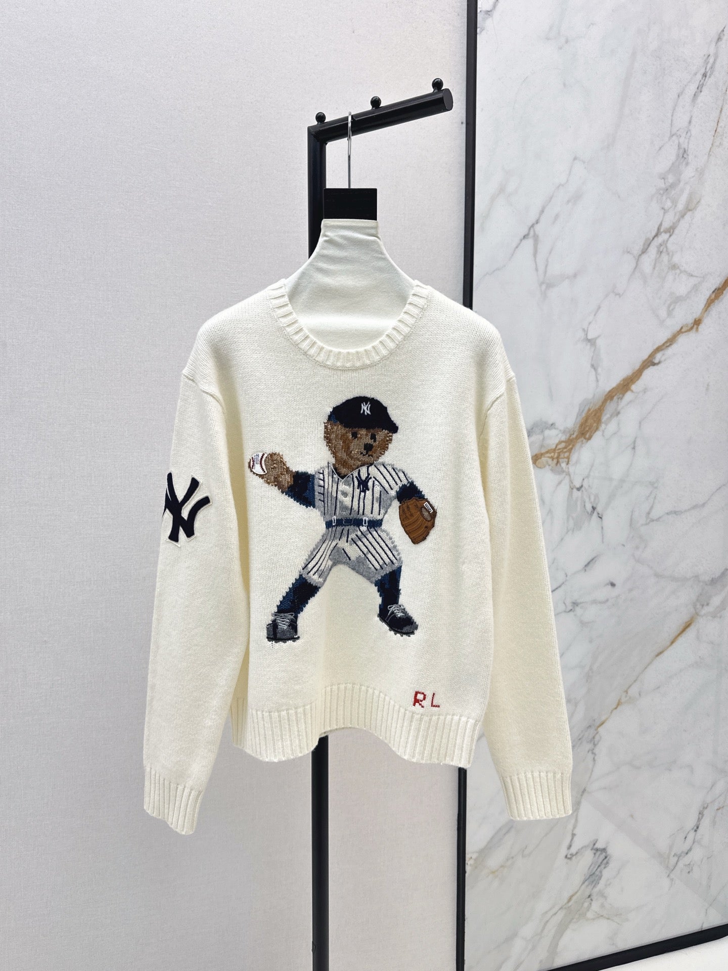 25fw new baseball bear pullover sweater