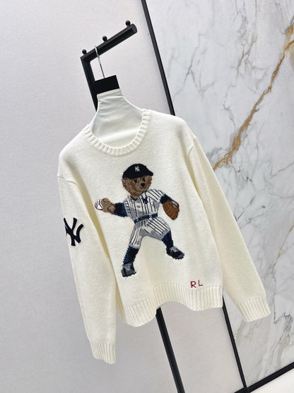 25fw new baseball bear pullover sweater